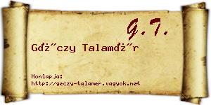 Géczy Talamér névjegykártya
